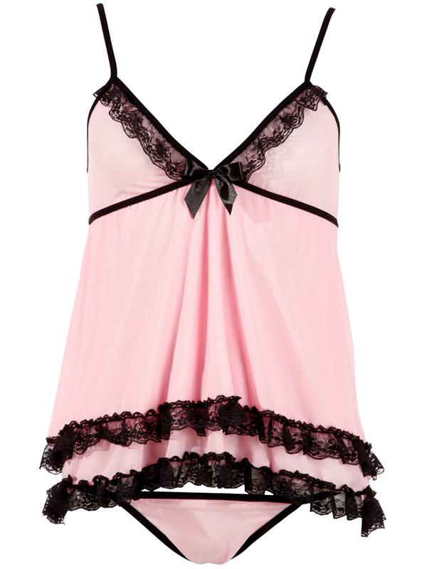Babydoll con tanga Rosa