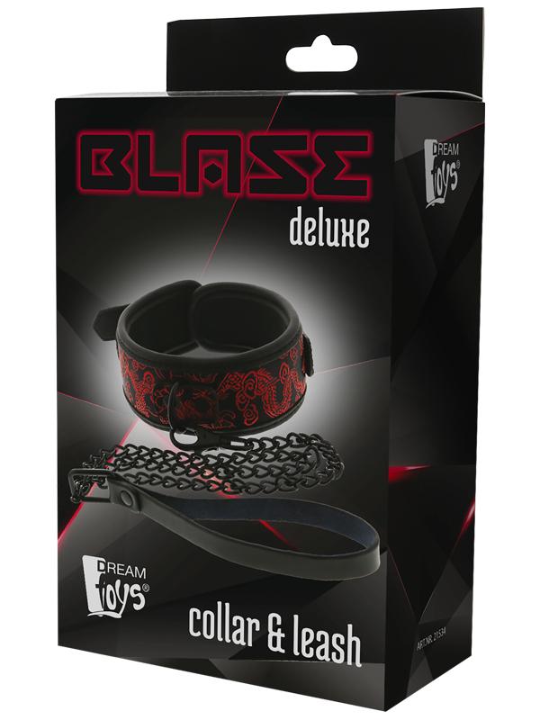 Blaze - Collare + Guinzaglio Drago Nylon Nero Rosso
