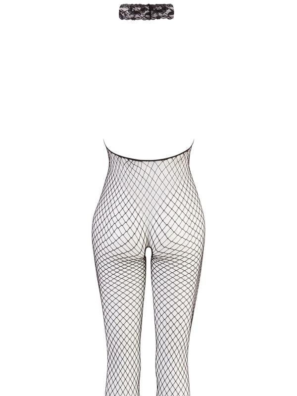 Bodystocking Collo Alto Nero Rete