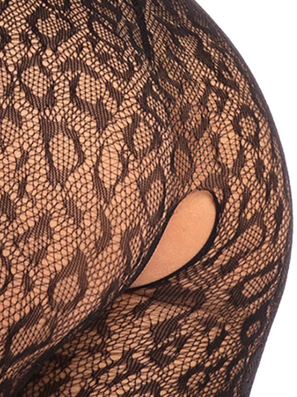 Bodystocking Leopardo Nylon Nero Rete