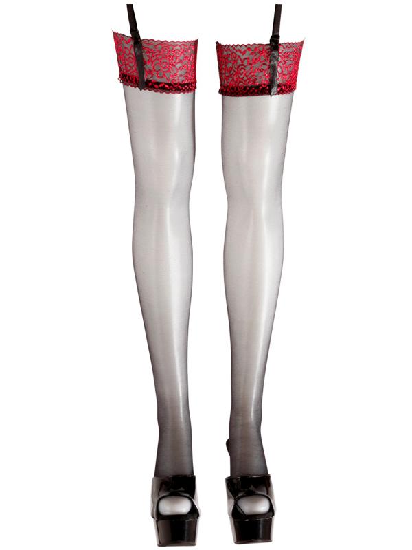 Calze con Fascia in Pizzo Rosso