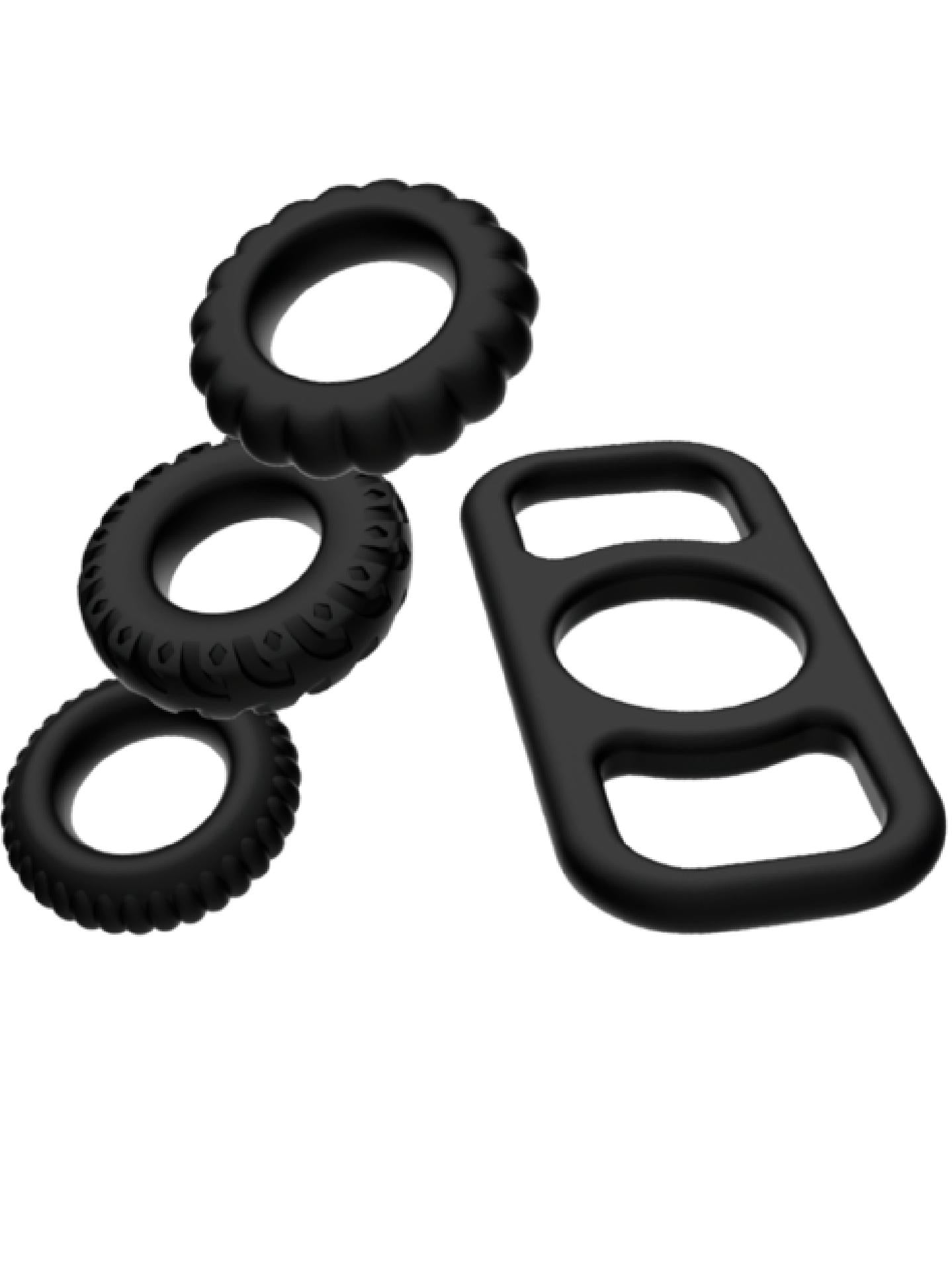 Cock Rings - Set 4 Pezzi Nero