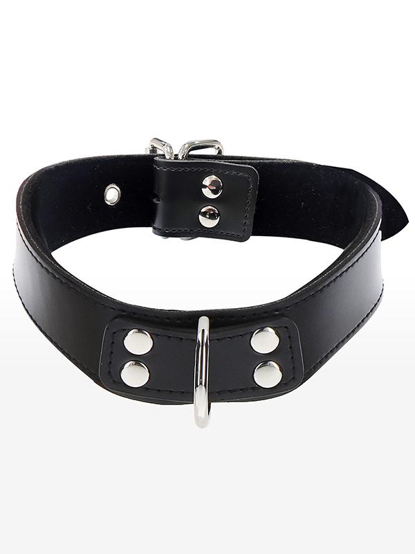Collare D-Ring Nero Similpelle
