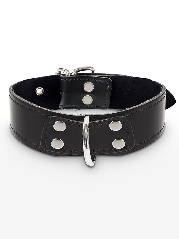 Collare D-Ring Nero Similpelle