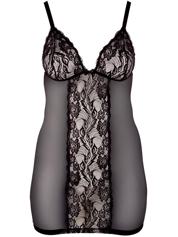Curvy - Babydoll sensuale Nero Pizzo
