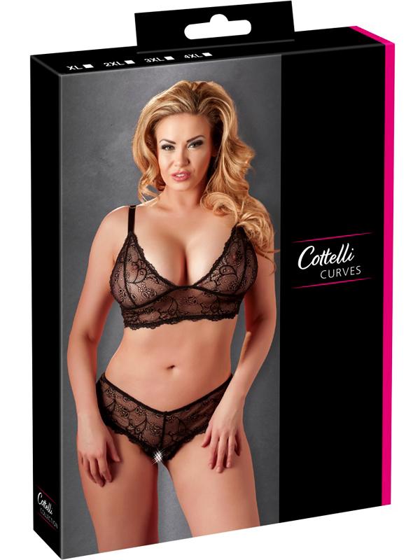Curvy - Completino Trasparenze Nero Pizzo