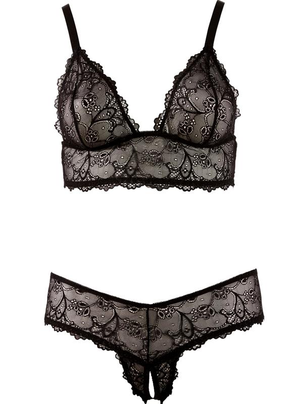 Curvy - Completino Trasparenze Nero Pizzo