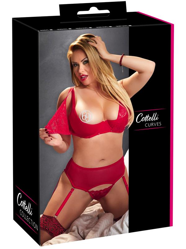Curvy - Set Reggiseno e Reggicalze Rosso
