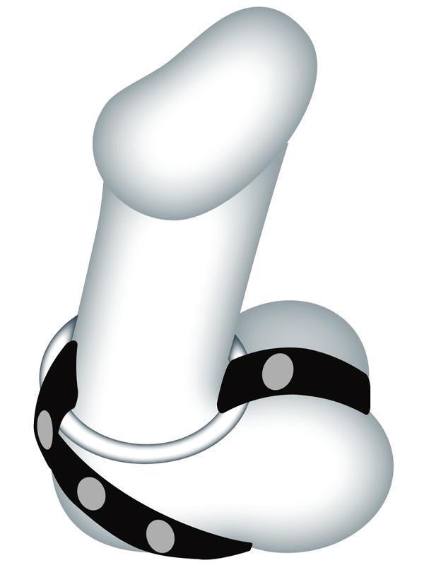 Doppio Anello Pelle e Metallo Nero