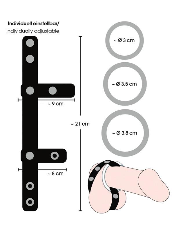 Doppio Anello Pelle e Metallo Nero