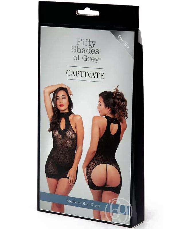 Fifty Shades Of Grey - Captivate Spanking Mini Abito One Size Nero Pizzo